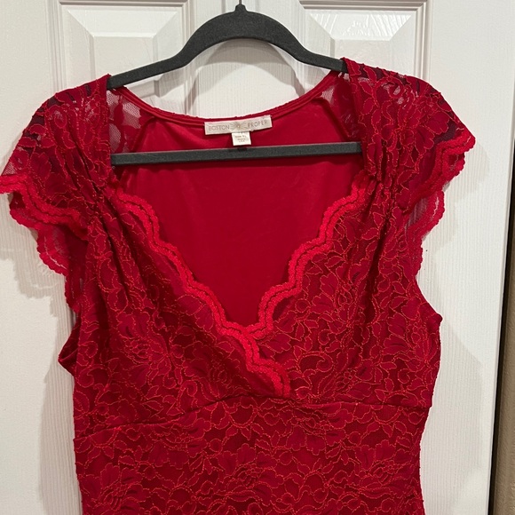 Boston Proper Red Lace Top size XL - Picture 2 of 9